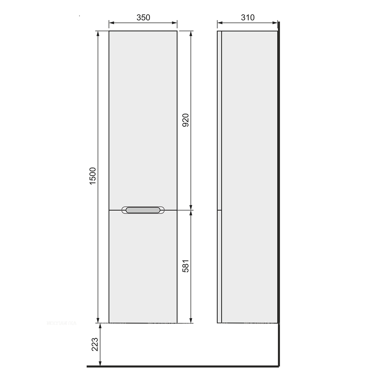 Шкаф-пенал Jorno Modul 150 см, Mоl.04.150/P/W, белый - изображение 2