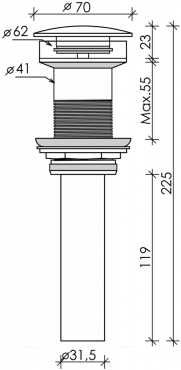 Донный клапан Ceramica Nova Element без перелива CN2000MH, матовый антрацит - 2 изображение