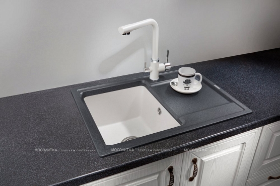 Мойка кухонная Granula Hibrid HI-65 черный-арктик - 2 изображение