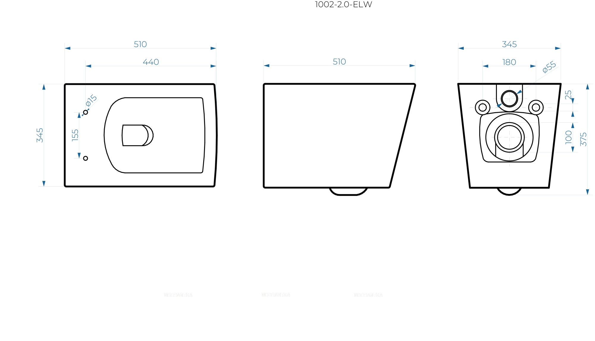 Унитаз подвесной безободковый Idrico Element 2.0 1002-2.0-ElW с крышкой-сиденьем микролифт, белый глянец - изображение 2