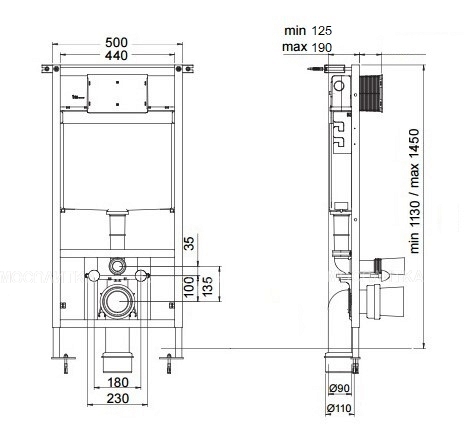 Комплект Duravit Architec Rimless 45720900A1 подвесной унитаз + инсталляция 8010-1000(T02-2113) - изображение 6
