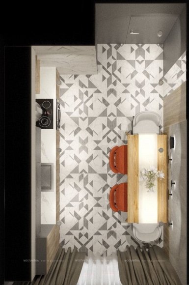 Дизайн Кухня в стиле Современный в черно-белом цвете №12867 - 4 изображение