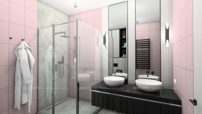 Дизайн Совмещённый санузел в стиле Современный в розовым цвете №12920 - 3 изображение