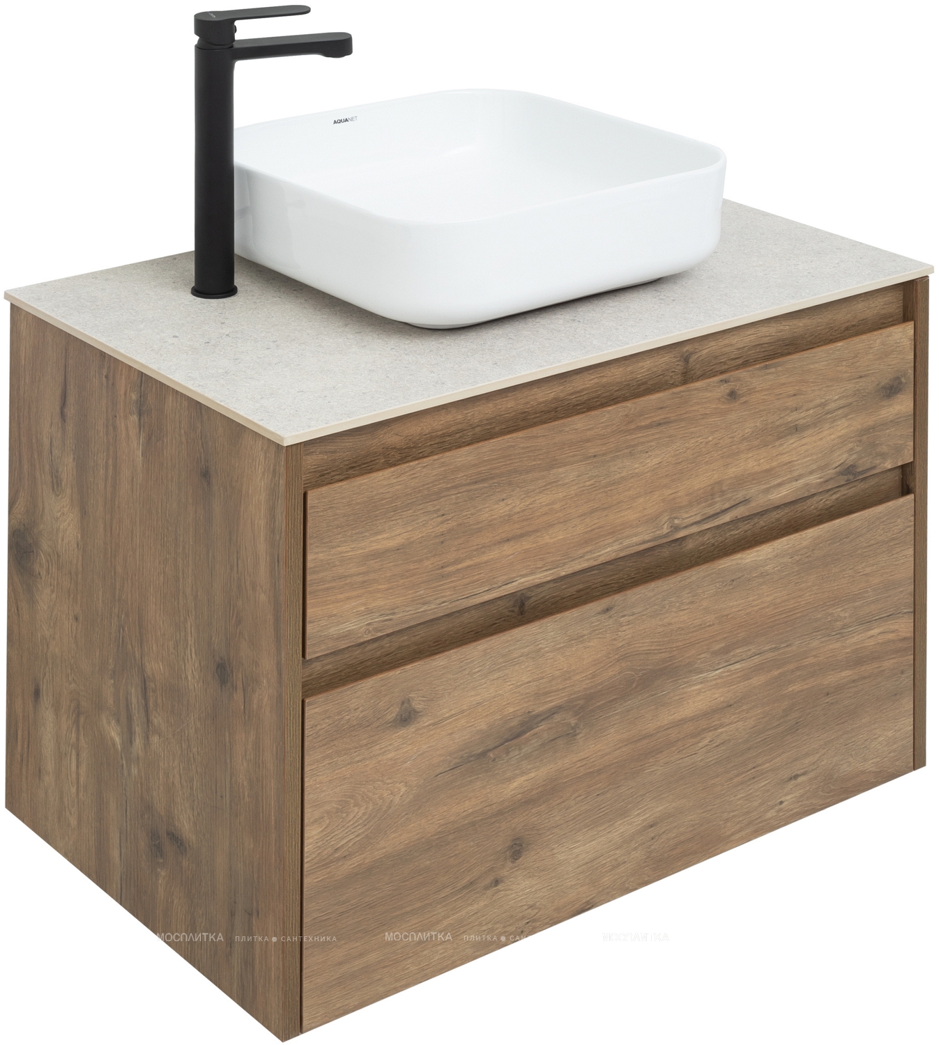 Комплект мебели для ванной Aquanet Nova Lite 75 см 249515, 2 ящика, коричневый - изображение 12