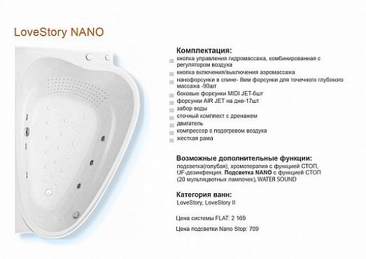 Система гидромассажа Ravak Love Story Nano Flat для ванны GR00001133