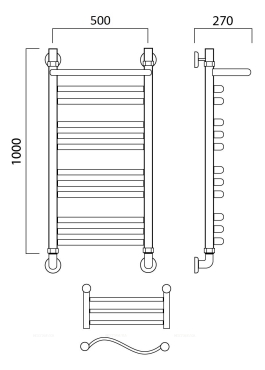 Полотенцесушитель водяной Aquanerzh лесенка волна групповая с полкой 100x50 - 2 изображение