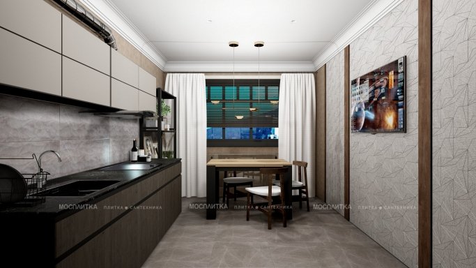 Дизайн Кухня в стиле Современный в сером цвете №12807 - 6 изображение