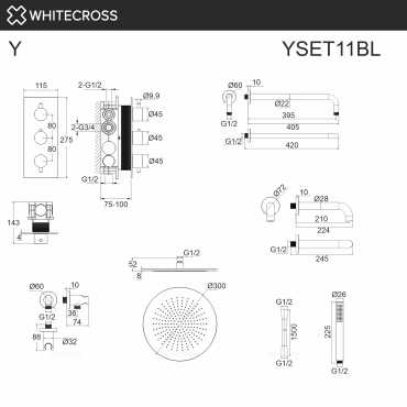 Душевой комплект Whitecross Y black YSET11BL 1 режим, матовый черный - 3 изображение