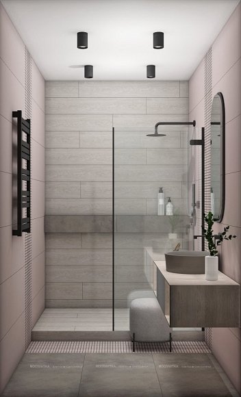 Дизайн Ванная в стиле Современный в сером цвете №12722 - 3 изображение