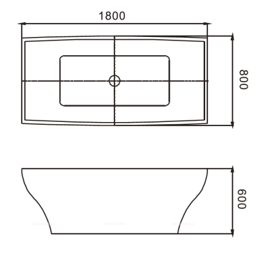 Акриловая ванна Ceruttispa Musone 180х80 см С-3046 белая - 3 изображение