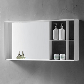 Зеркальный шкаф Abber Stein 100 см AS6639 белый
