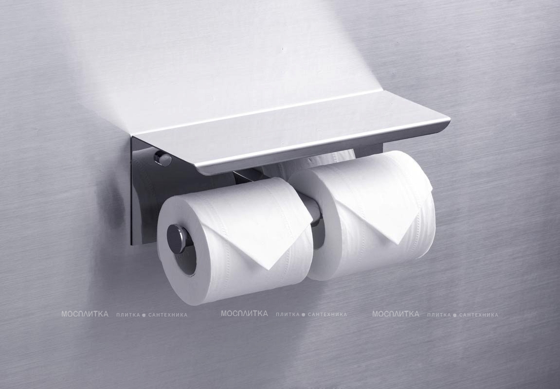 Держатель туалетной бумаги Rush Edge ED77142A двойной, с полкой для телефона - изображение 3