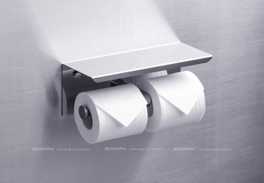 Держатель туалетной бумаги Rush Edge ED77142A двойной, с полкой для телефона - 3 изображение