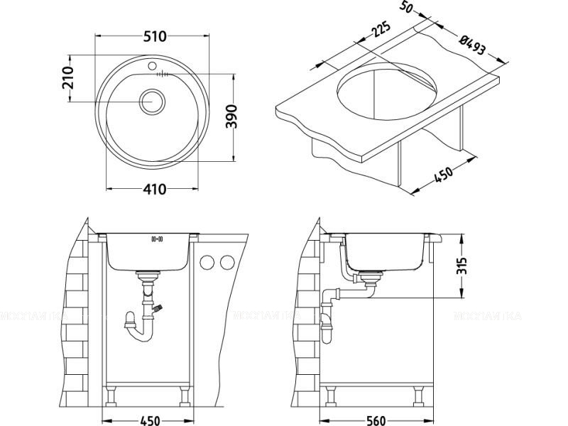 Кухонная мойка Alveus Monarch Form 30 1103818 бронза в комплекте с выпуском без сифона - изображение 2