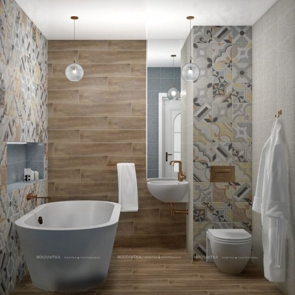 Дизайн Ванная в стиле Современный в сером цвете №11624 - 4 изображение