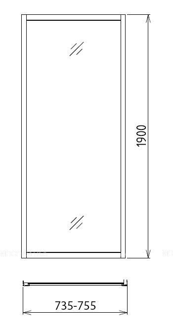 Боковая перегородка 75 см Gemy A75 стекло прозрачное, профиль хром - изображение 2