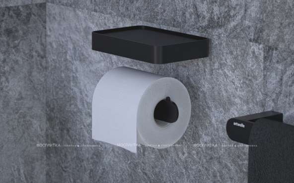 Держатель туалетной бумаги Artwelle Schwarz 7726 с полкой, черный - 3 изображение