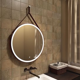 Зеркало Art&Max Milan 80 см AM-Mil-800-DS-F-Brown с подсветкой, коричневый