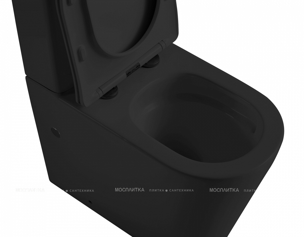 Унитаз-компакт безободковый Abber Bequem AC1112TMB с крышкой-сиденьем микролифт, черный матовый - изображение 7
