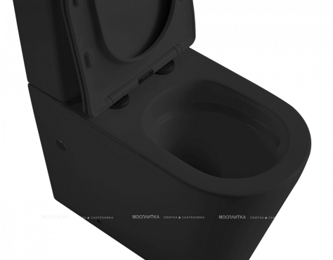 Унитаз-компакт безободковый Abber Bequem AC1112TMB с крышкой-сиденьем микролифт, черный матовый - 7 изображение