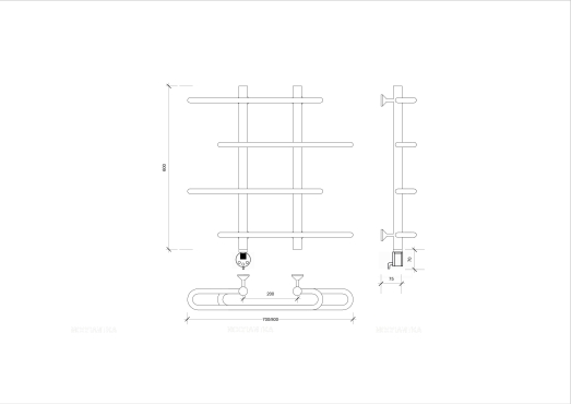 Полотенцесушитель электрический Secado Венеция 4 60х70 см 4603777454555 L, хром - 2 изображение