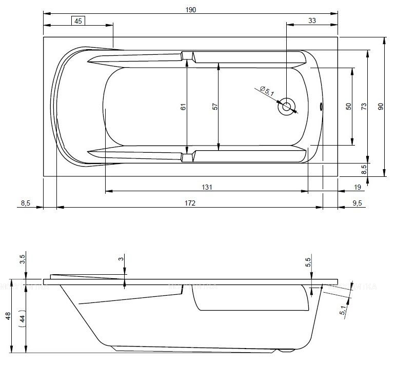 Акриловая ванна Riho Future XL 190 см - изображение 3