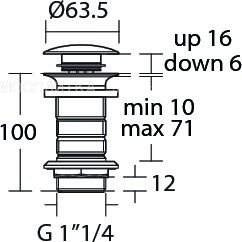 Нажимной донный клапан для раковины Ideal Standard E1483XG - изображение 2