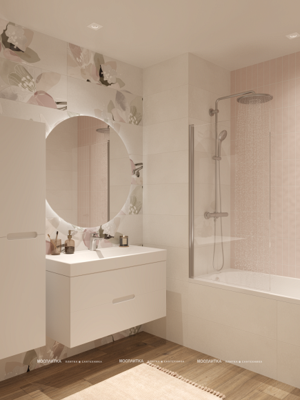 Дизайн Совмещённый санузел в стиле Современный в розовым цвете №13292 - 2 изображение