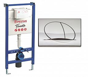 Инсталляция Pestan для подвесного унитаза в комплекте с кнопкой, цвет хром глянец SET40006356PC