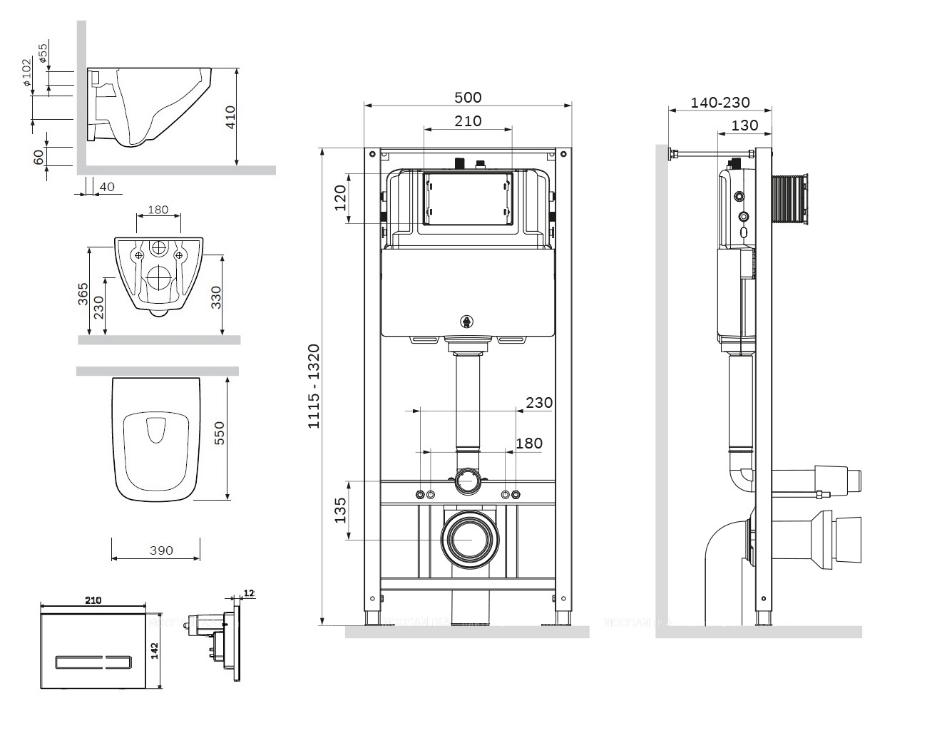 Комплект Am.Pm Inspire 2.0 подвесной унитаз + крышка-сиденье + инсталляция + панель смыва IS450A38.50A1700 - изображение 9