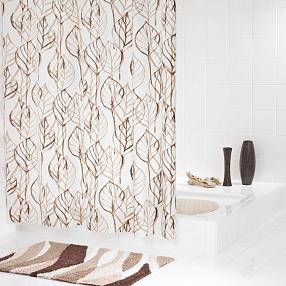 Штора для ванных комнат Ridder Leaves бежевая/коричневая