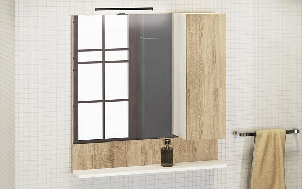 Зеркальный шкаф Comfortу Рига-80 дуб сонома