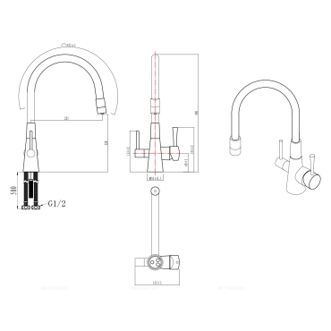 Смеситель Lemark Comfort для кухни с подключением к фильтру с питьевой водой LM3075B - 3 изображение