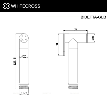 Гигиенический душ Whitecross Y brushed gold BIDETTA-GLB , 1 режим, d 2,6 см., брашированное золото - 3 изображение