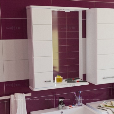 Зеркальный шкаф СаНта Омега 50 с подсветкой, левый, цвет белый - 2 изображение