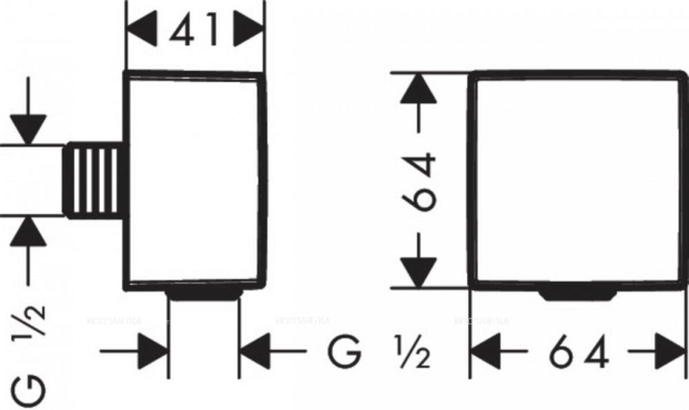 Шланговое подключение Hansgrohe Fixfit Square 26455670, черный матовый - 5 изображение
