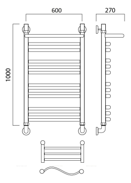 Полотенцесушитель водяной Aquanerzh лесенка волна групповая с полкой 100x60 - 2 изображение