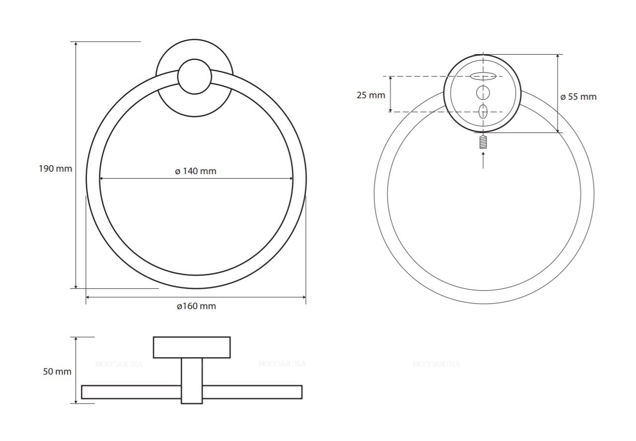 Полотенцедержатель кольцо Bemeta Neo 104104065 16 см, хром матовый - изображение 2