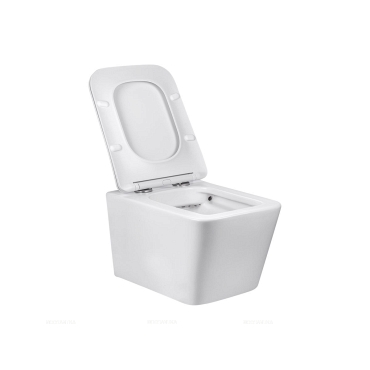 Комплект подвесной безободковый унитаз Vincea Q-Line VT1-12 с сиденьем soft close, белый + инсталляция Geberit Delta 458.149.21.1 с кнопкой, хром глянцевый - 4 изображение