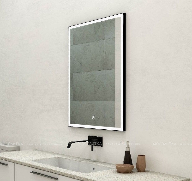 Зеркало Art&Max Arezzo 60 см AM-Are-600-800-DS-FC-H-Nero с подсветкой, черный - изображение 3