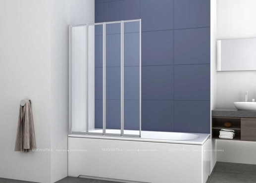 Шторка для ванны Vincea  100x140 см, VSB-31100CL, профиль хром, стекло прозрачное - 2 изображение