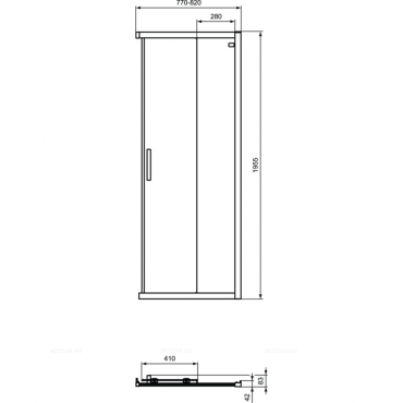 Реверсивная панель-дверь 80 см Ideal Standard CONNECT 2 Corner Square/Rectangular K9259V3 - 4 изображение