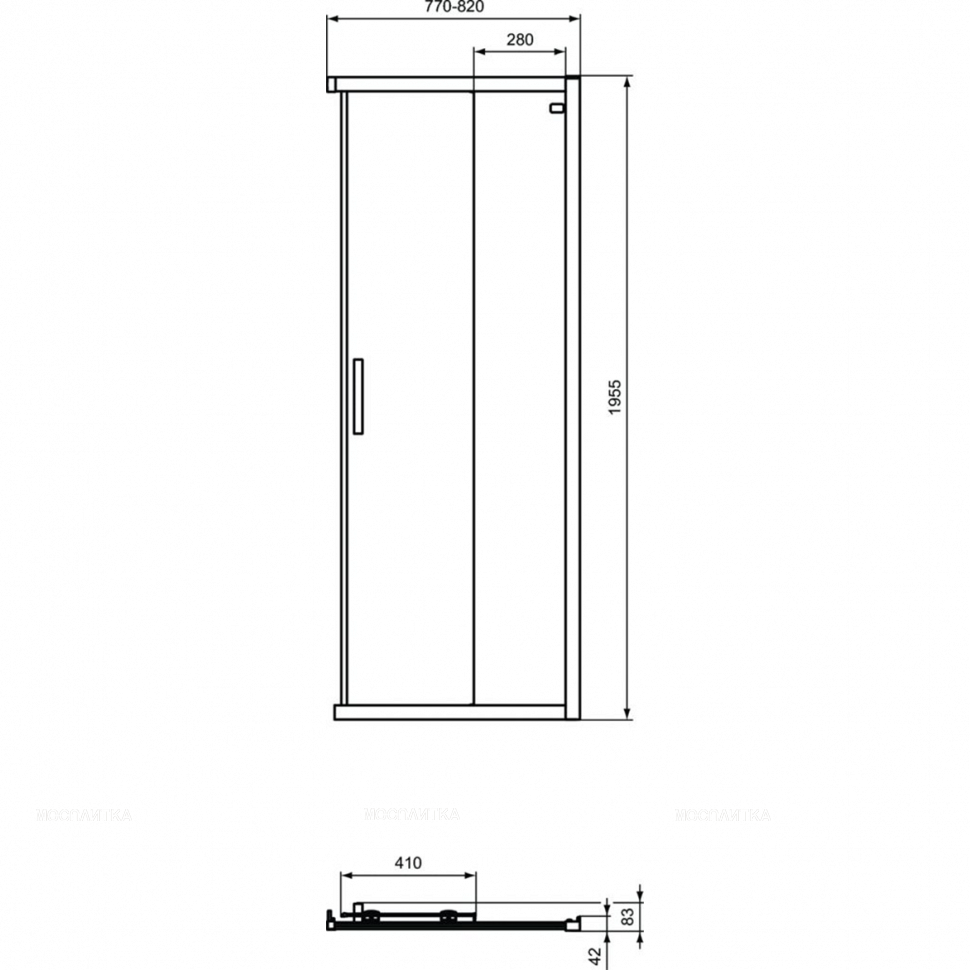 Реверсивная панель-дверь 80 см Ideal Standard CONNECT 2 Corner Square/Rectangular K9259V3 - изображение 4