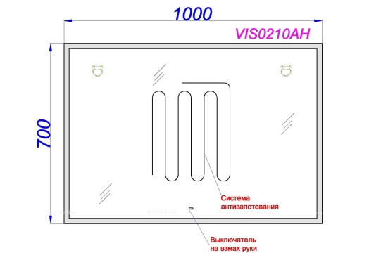 Зеркало Aqwella Vision 100 см VIS0210AH с подсветкой - 3 изображение