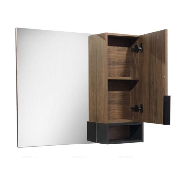 Зеркальный шкаф Comforty Штутгарт-90 дуб тёмно-коричневый 00004151038 - 3 изображение