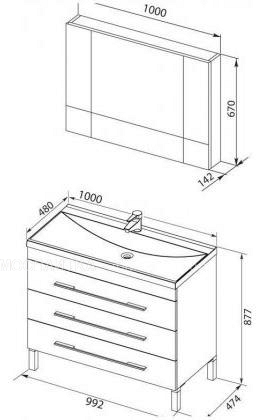 Комплект мебели для ванной Aquanet Верона 100 белый 3 ящика - изображение 8