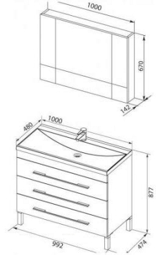 Комплект мебели для ванной Aquanet Верона 100 белый 3 ящика - 8 изображение