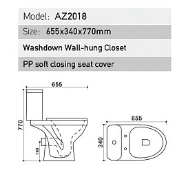 Унитаз-компакт Azario Trend AZ2018-P с крышкой-сиденьем микролифт, белый